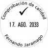 Fechador Trodat Printy 46130 con placa de 30 mm. de diámetro marcada en tinta negra