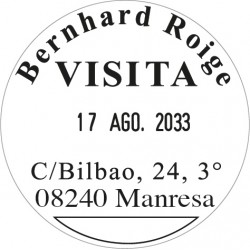 Fechador Trodat Printy 46140 con placa de 40 mm. de diámetro marcada en tinta negra
