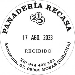 Datador Trodat Printy 46145 amb placa de 45 mm. de diàmetre marcada en tinta negra