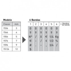 Numerador Trodat 1556, 6 bandes de 5 mm. caràcters especials