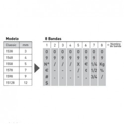 Numerador Trodat 1598, 8 bandes de 9 mm. caràcters especials