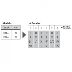 Numerador Trodat 15156, 6 bandas de 15 mm. caracteres especiales