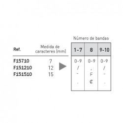 Numerador Image F151510, 10 bandas de 15 mm. caracteres especiales