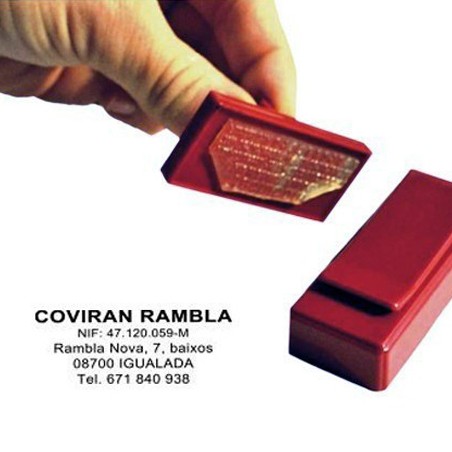Sello de bolsillo clip placa de texto 50x20 mm.
