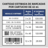 Cantidad estimada de marcadas por cartucho de 42 ml.